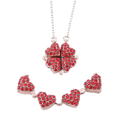 Adjustable Necklace with 4 Clover Hearts