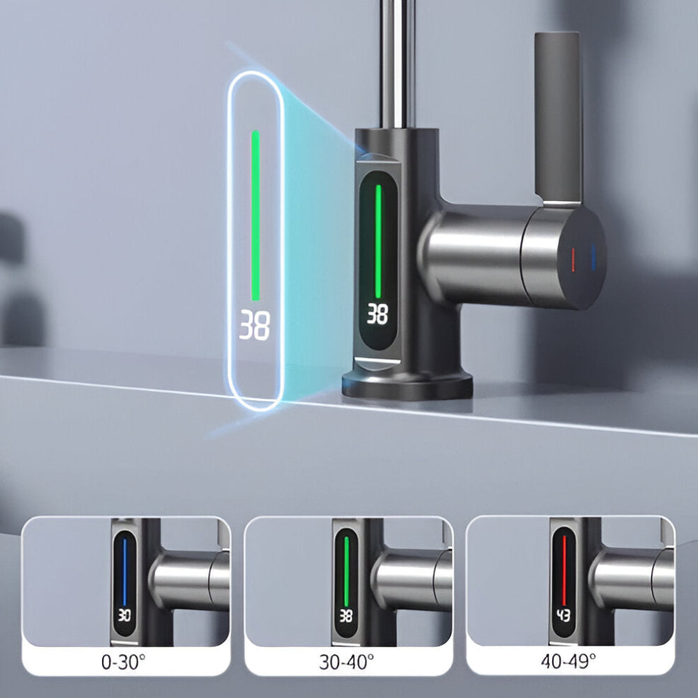 Brehn | Adjustable kitchen faucet with temperature display