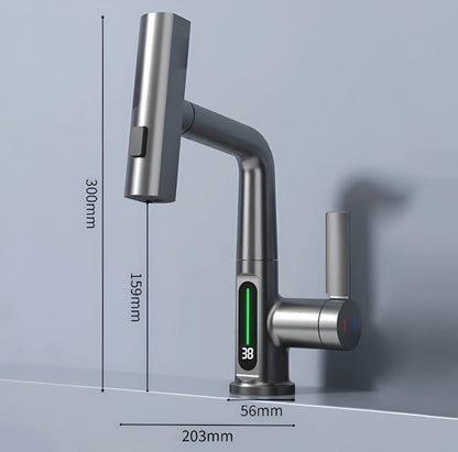 Brehn | Adjustable kitchen faucet with temperature display