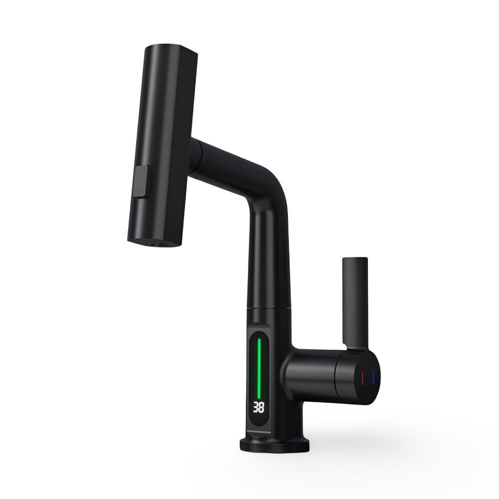 Brehn | Adjustable kitchen faucet with temperature display