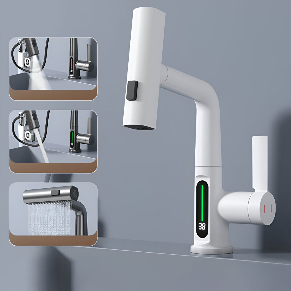 Brehn | Adjustable kitchen faucet with temperature display