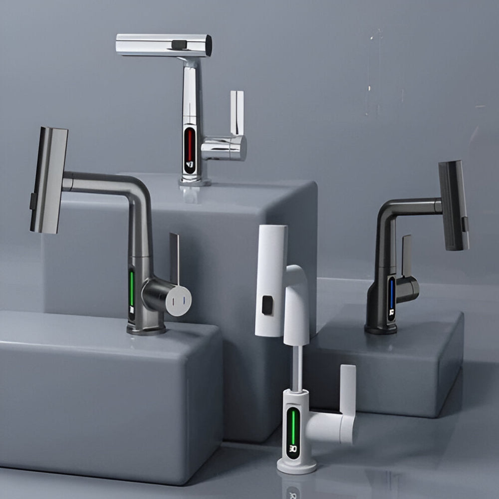 Brehn | Adjustable kitchen faucet with temperature display