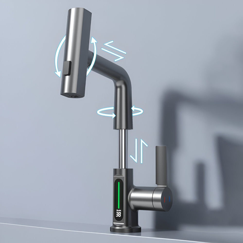 Brehn | Adjustable kitchen faucet with temperature display