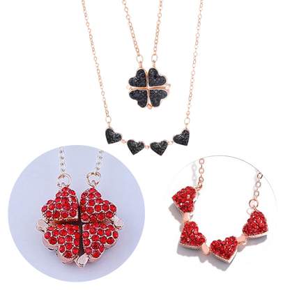 Adjustable Necklace with 4 Clover Hearts