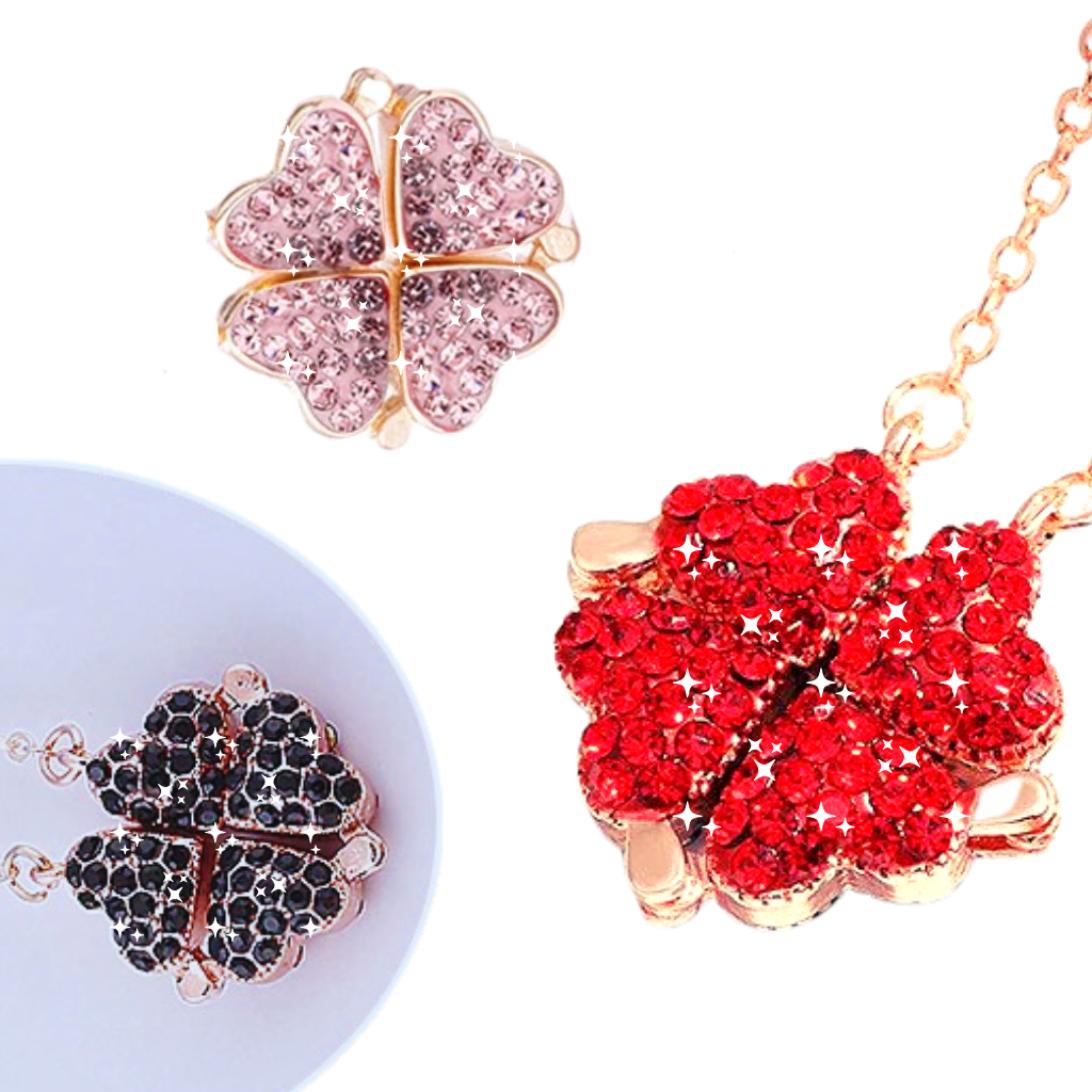 Adjustable Necklace with 4 Clover Hearts