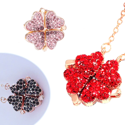 Adjustable Necklace with 4 Clover Hearts