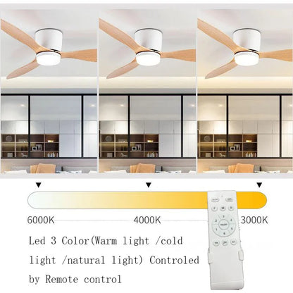42/52 Inch Ceiling Fans with LED Lights - 3 Colors, 6 Speeds DC Motor, Remote Control, Low Profile Decorative Fans with Lighting | Karnz