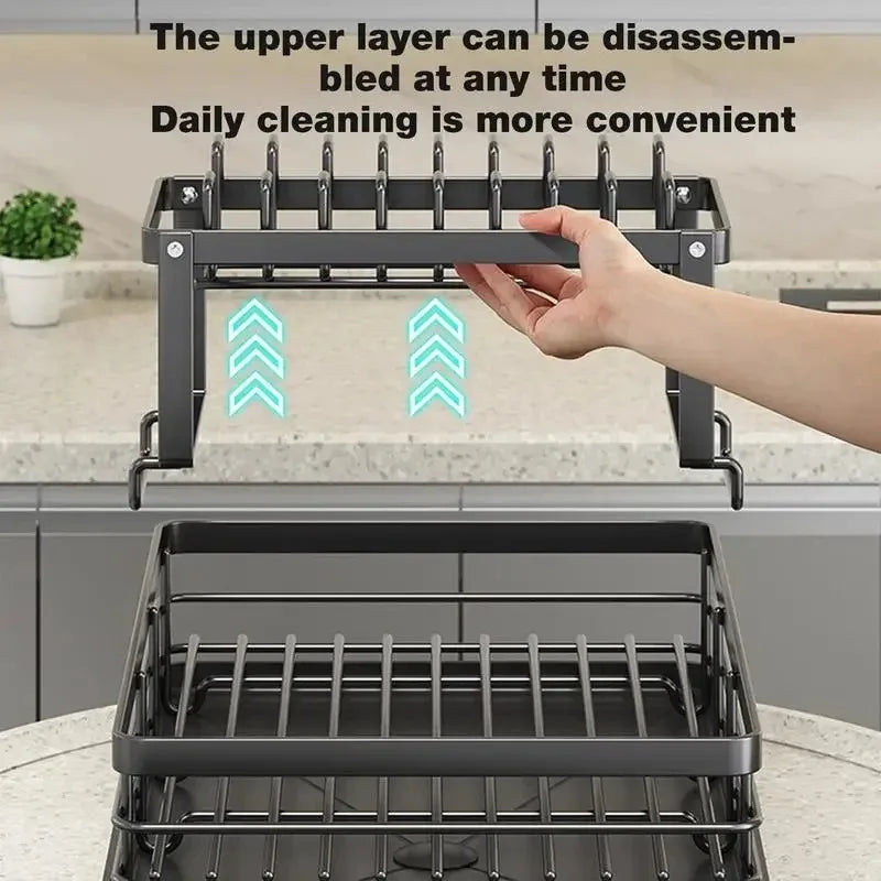Skanto | Adjustable Stainless Steel Dish Rack – Space-Saving Kitchen Draining for Plates, Glasses, and Cutlery