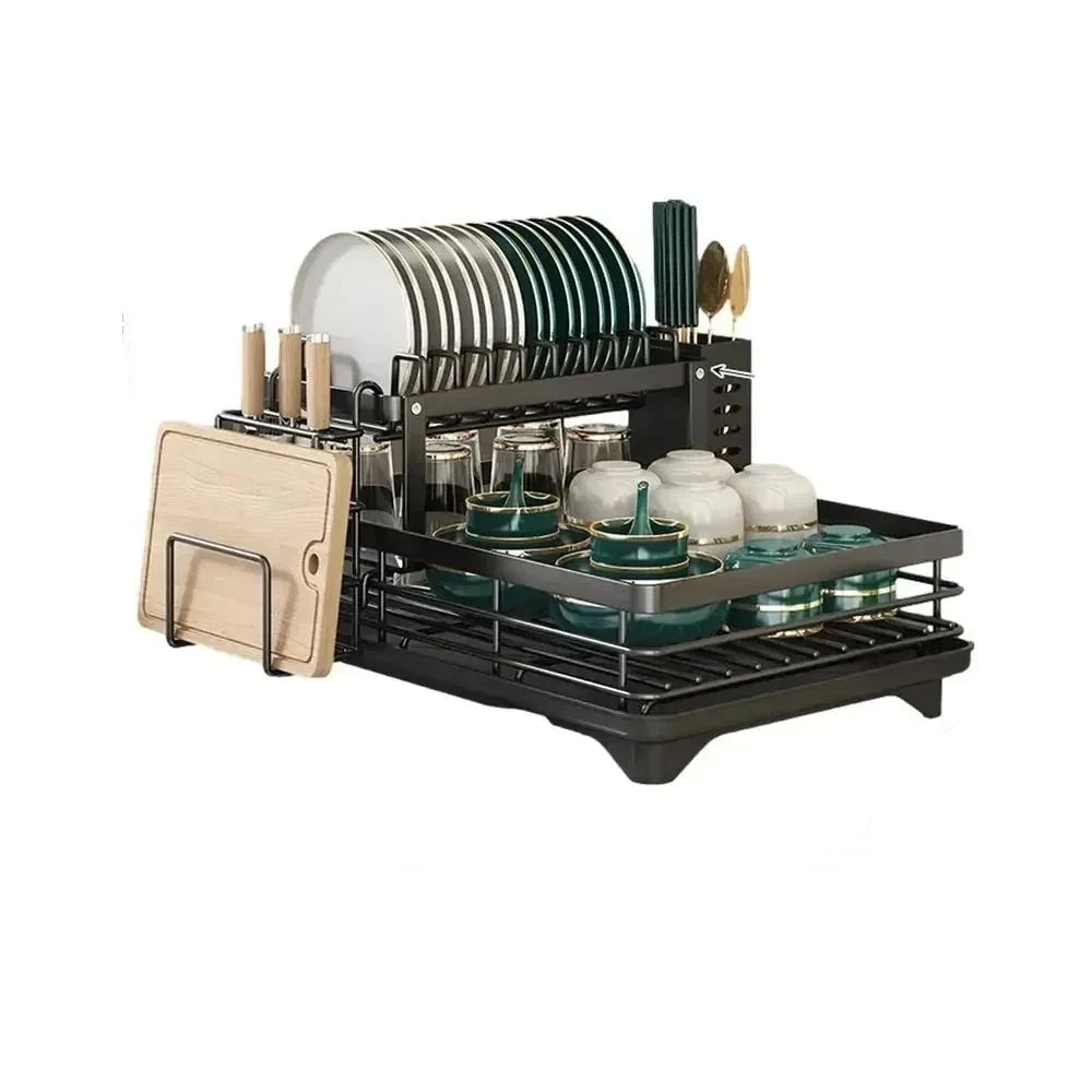 Skanto | Adjustable Stainless Steel Dish Rack – Space-Saving Kitchen Draining for Plates, Glasses, and Cutlery