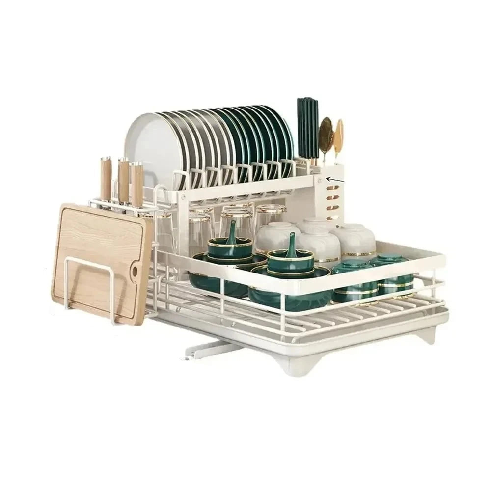 Skanto | Adjustable Stainless Steel Dish Rack – Space-Saving Kitchen Draining for Plates, Glasses, and Cutlery