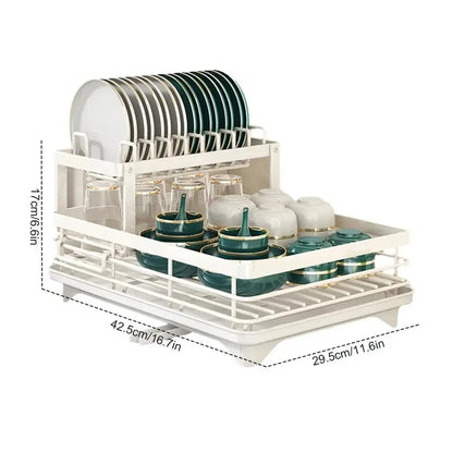 Skanto | Adjustable Stainless Steel Dish Rack – Space-Saving Kitchen Draining for Plates, Glasses, and Cutlery