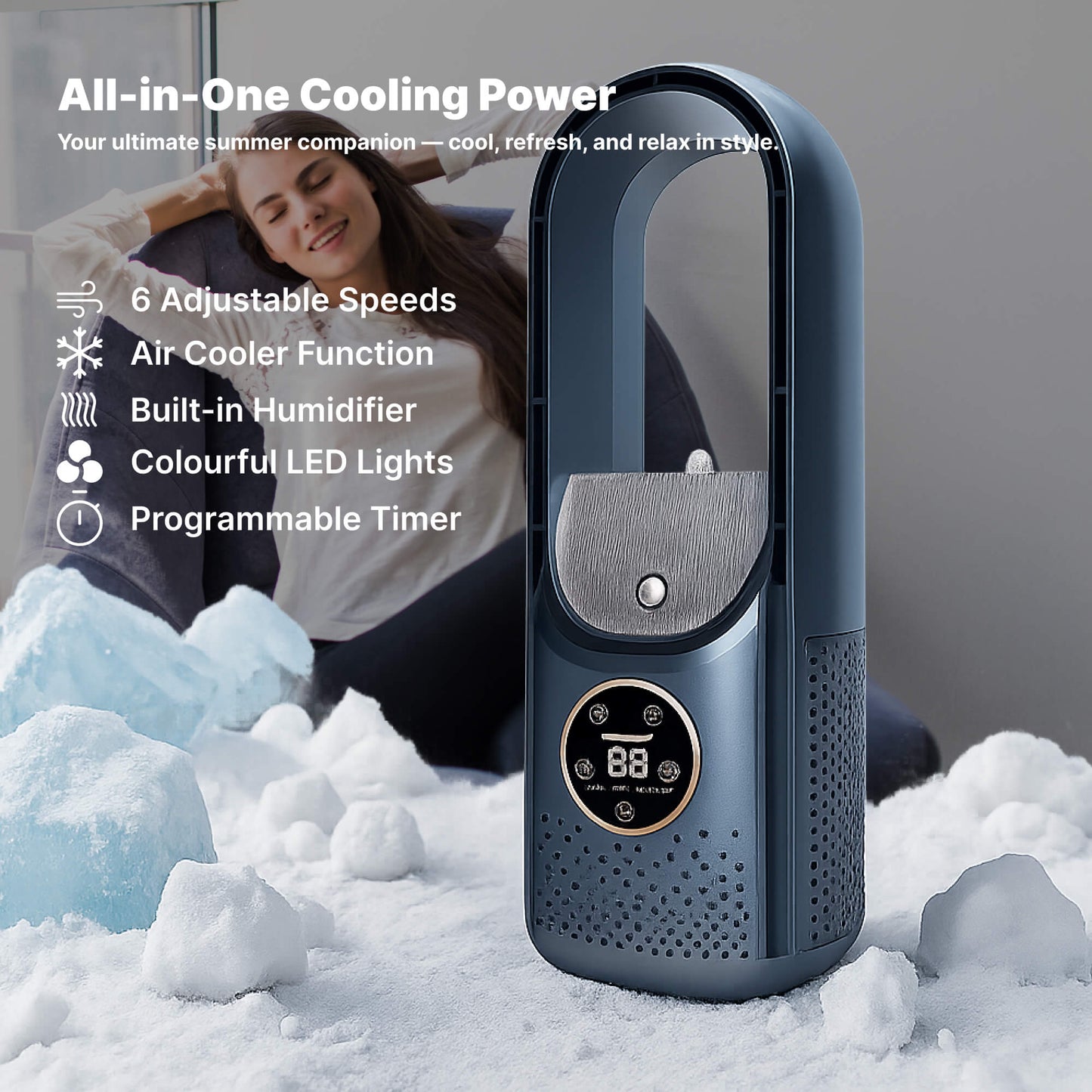 Skanto | Bladeless Portable Air Conditioner | Ultra-Quiet, Ergonomic Design & Ideal for Home and Office Use