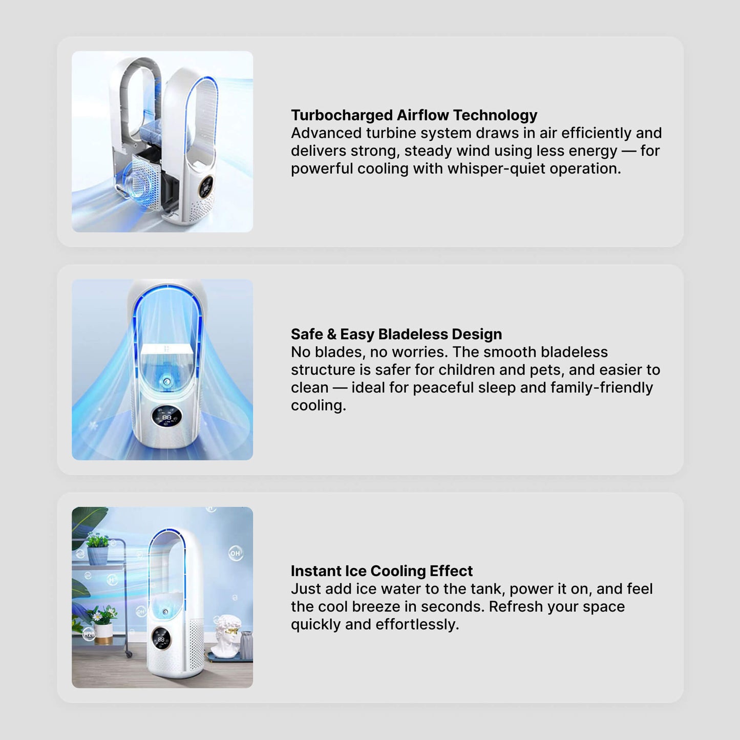 Bladeless Portable Air Conditioner | Ultrasonic, Ergonomic Design & Ideal for Home & Office Use | Skanto