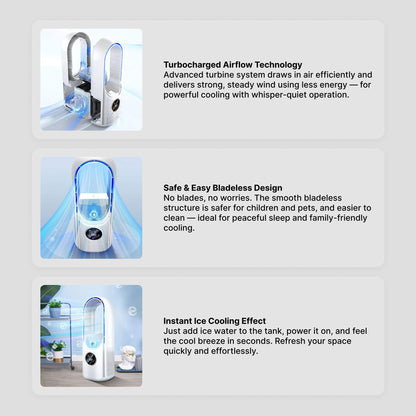 Bladeless Portable Air Conditioner | Ultrasonic, Ergonomic Design & Ideal for Home & Office Use | Skanto