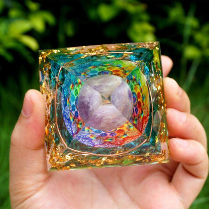 Skanto | Amethyst Crystal Ball with Blue Quartz Orgonite Pyramid
