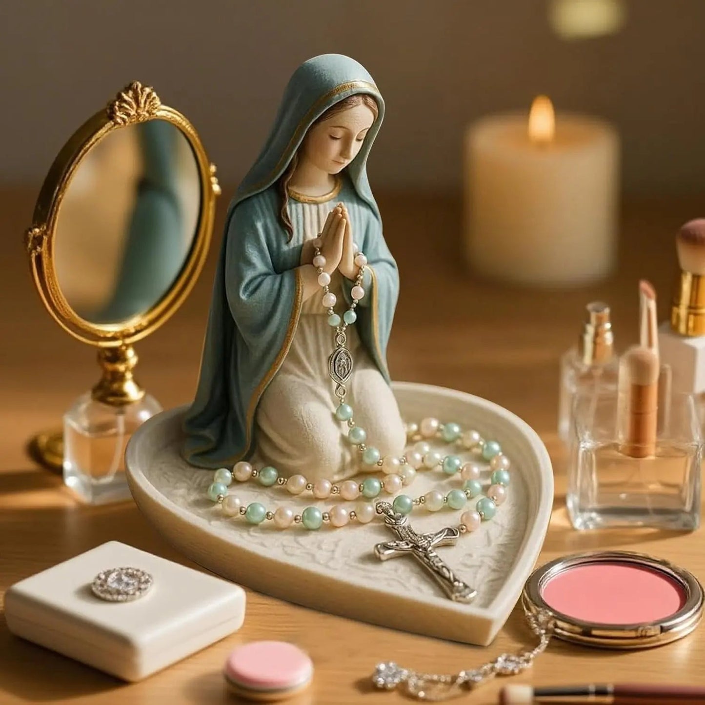 BowLift | Spiritual Rosary Holder Sancta – Elegant Storage with Mary Motif