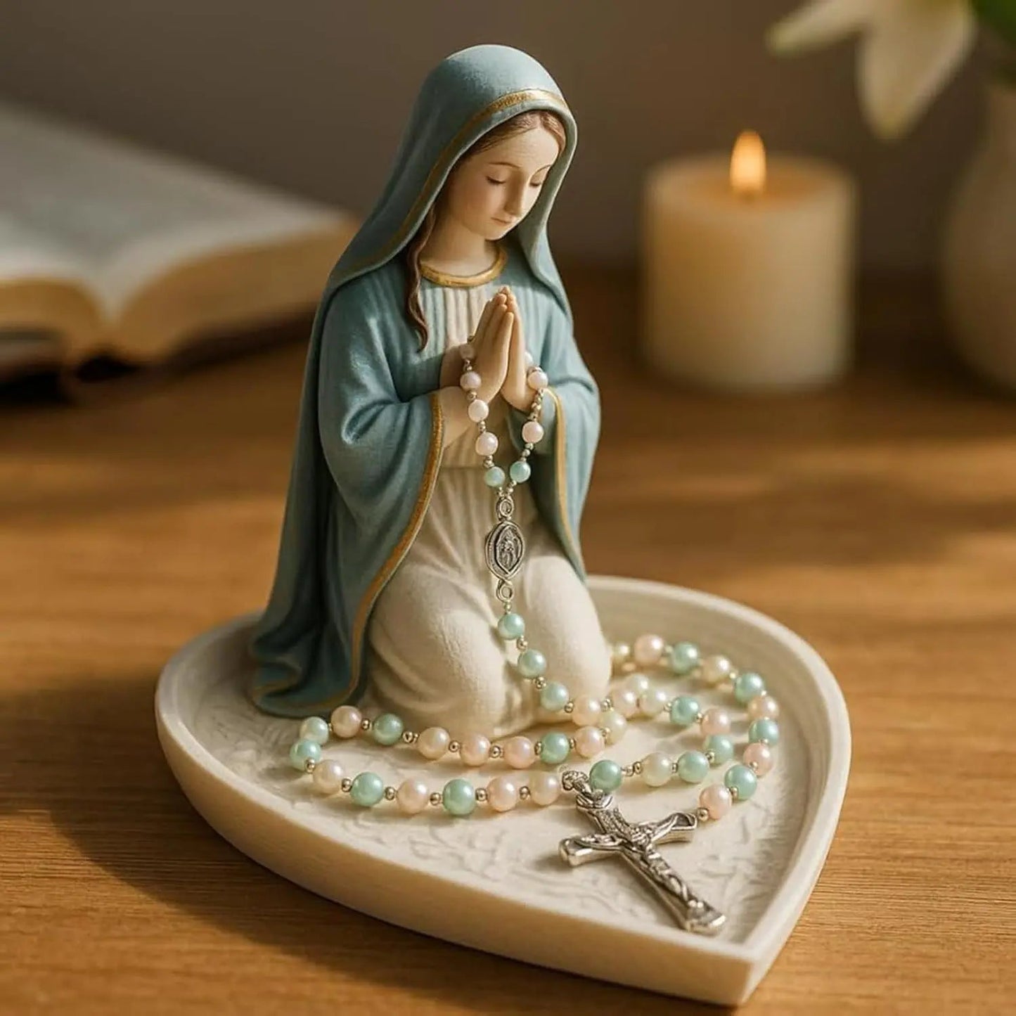 BowLift | Spiritual Rosary Holder Sancta – Elegant Storage with Mary Motif