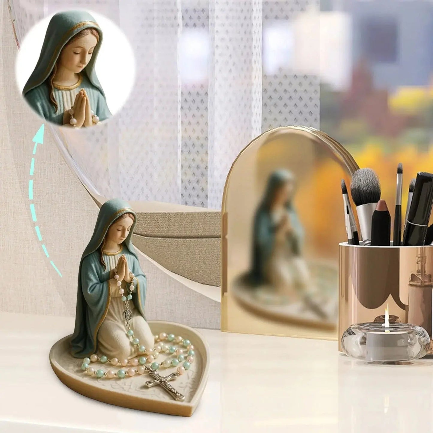 BowLift | Spiritual Rosary Holder Sancta – Elegant Storage with Mary Motif