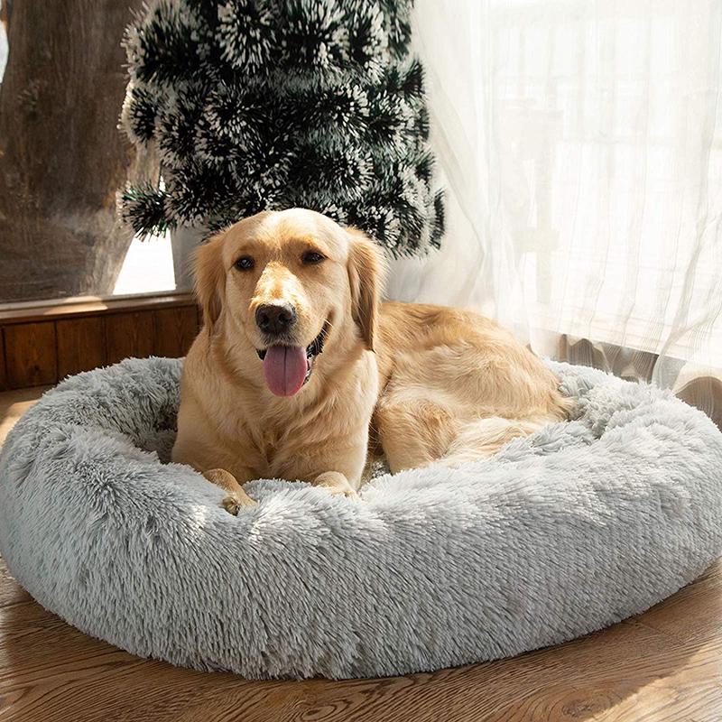 Brehn | Round Plush Calming Donut Dog Bed for Small to Large Dogs