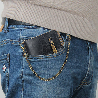 BowLift | Men's RFID Wallet with Chain, Retro Bifold Card Holder Wallet