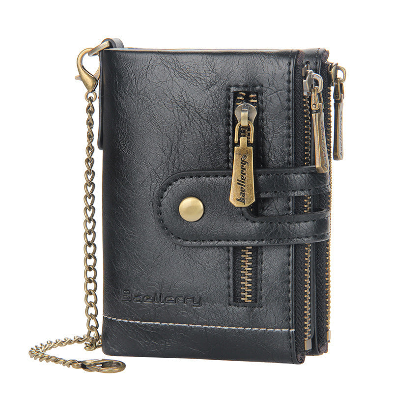 BowLift | Men's RFID Wallet with Chain, Retro Bifold Card Holder Wallet