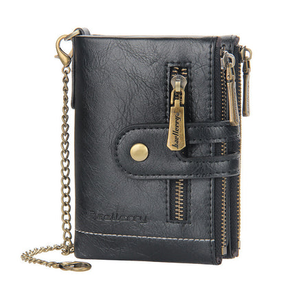 BowLift | Men's RFID Wallet with Chain, Retro Bifold Card Holder Wallet