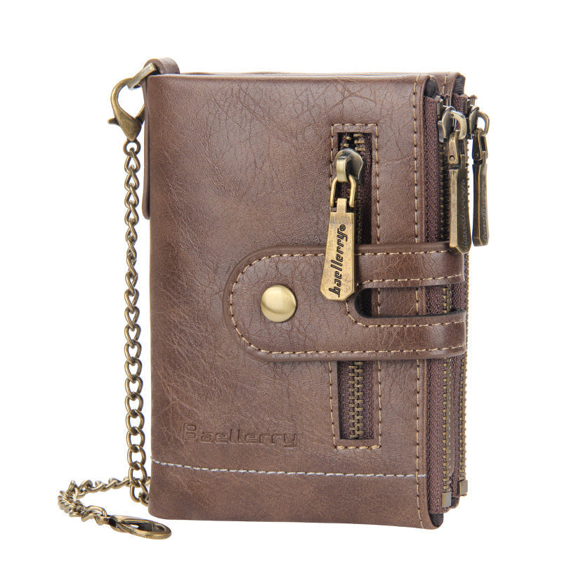 BowLift | Men's RFID Wallet with Chain, Retro Bifold Card Holder Wallet
