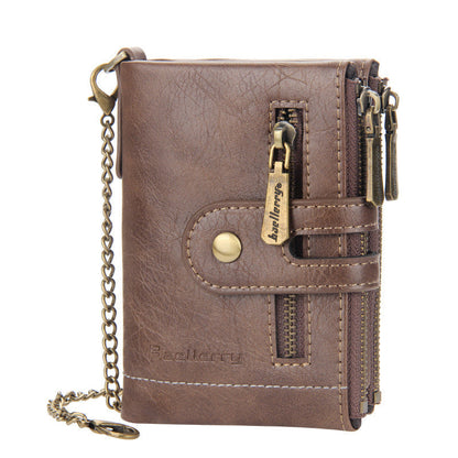 BowLift | Men's RFID Wallet with Chain, Retro Bifold Card Holder Wallet
