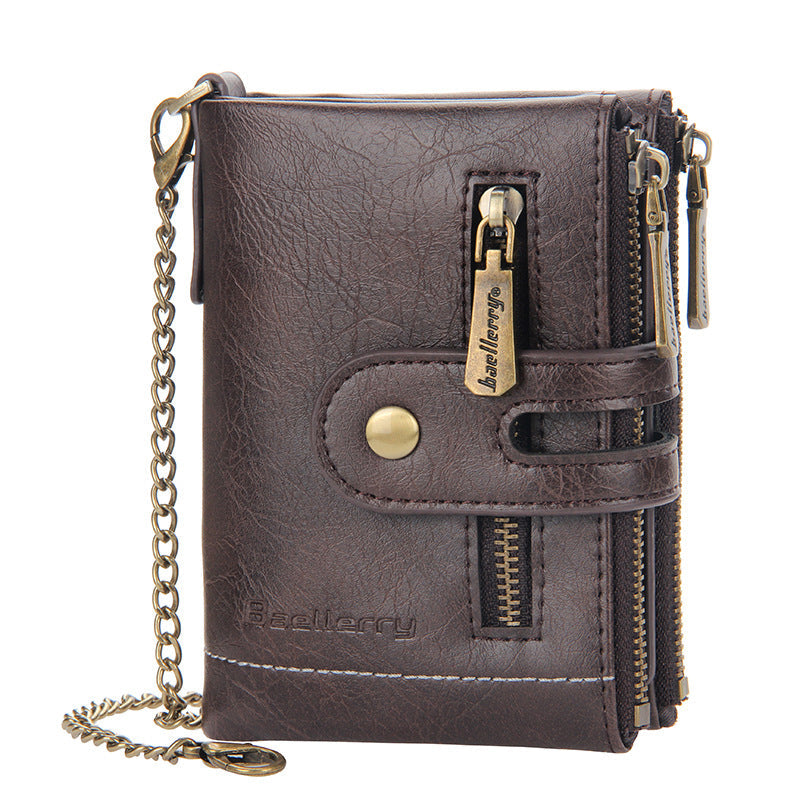 BowLift | Men's RFID Wallet with Chain, Retro Bifold Card Holder Wallet