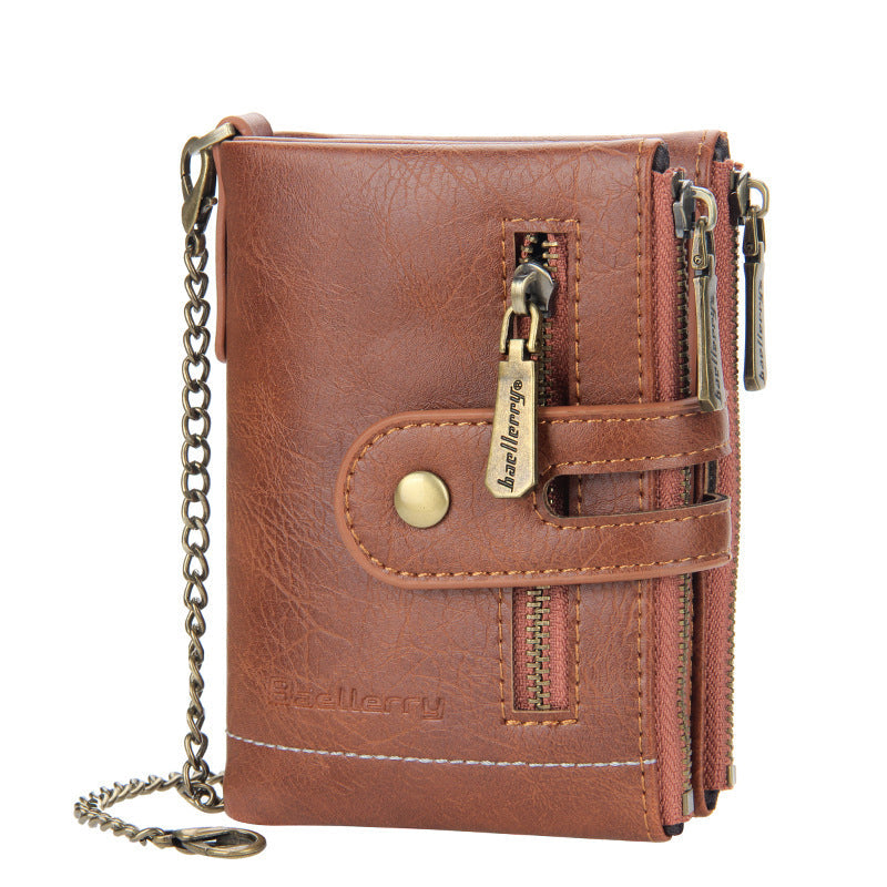 BowLift | Men's RFID Wallet with Chain, Retro Bifold Card Holder Wallet