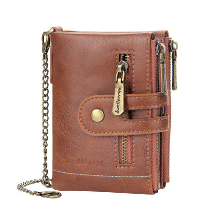 BowLift | Men's RFID Wallet with Chain, Retro Bifold Card Holder Wallet