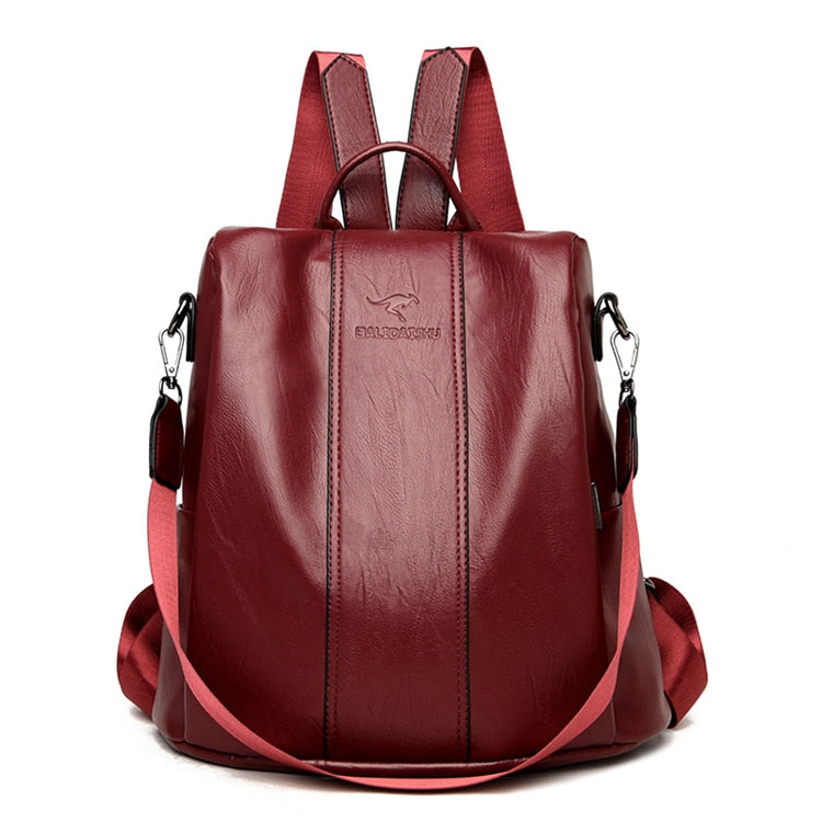 Skanto | Anti-Theft Leather Backpack for Women in Vintage Style