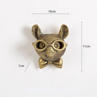 Skanto | Antique Bronze Resin Animal Motif Golden Deer Head Wall Hook Background Wall Accessory Decorative Figurines