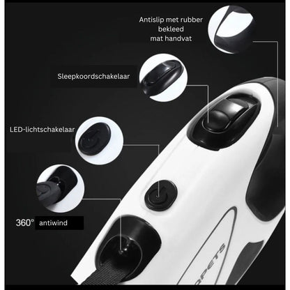 SafePaw - Luxury LED Retractable Dog Leash with Ergonomic Grip Bowlift