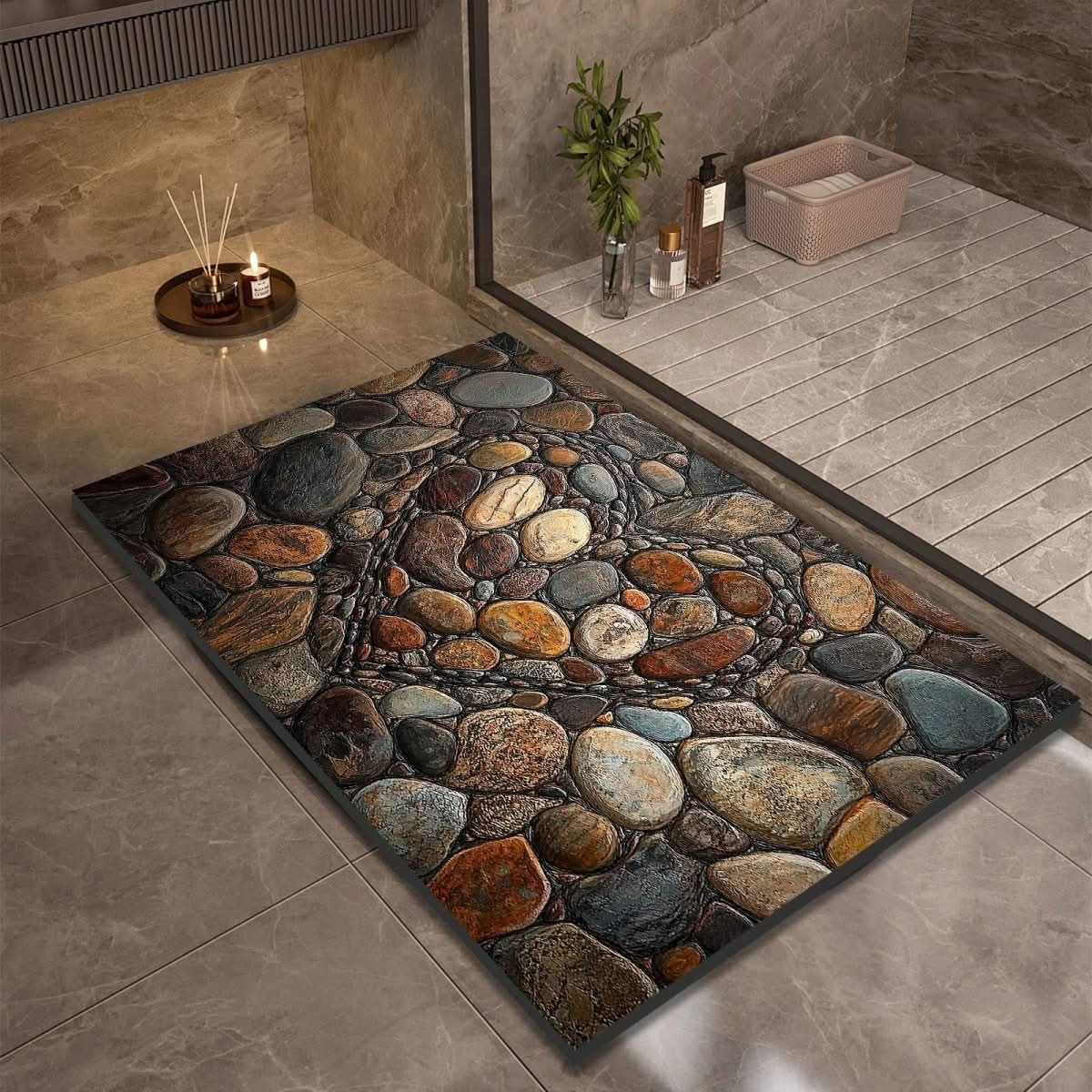 Diatomaceous earth bath mat for safety and comfort