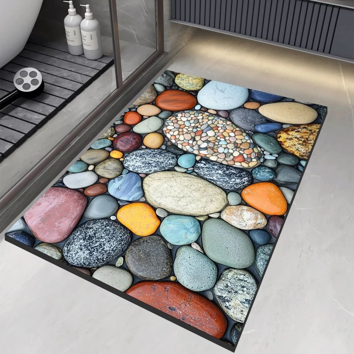 Diatomaceous earth bath mat for safety and comfort