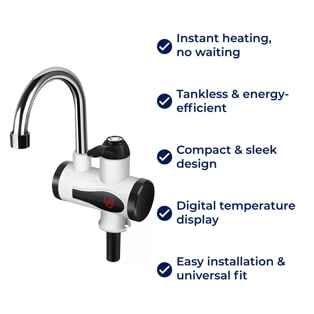 AquaSwift | Instant Hot Water Tap – Tankless Design – Compact energy-efficient unit – Ideal for kitchens and bathrooms Karnz