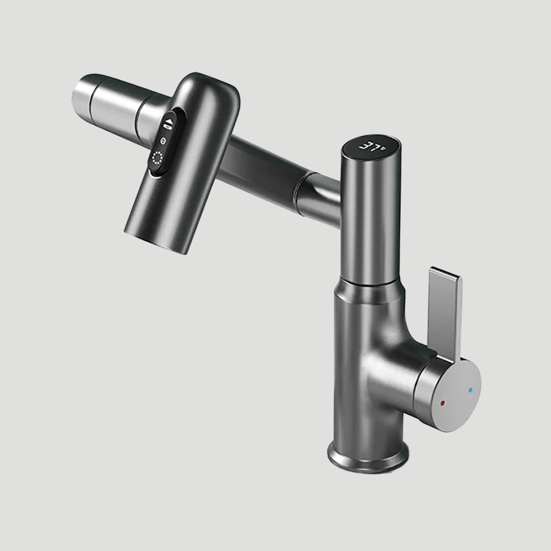 Skanto | LustraFlow 360° Smart Fixture | Modern Kitchen and Bath Faucet with LED Temperature Display
