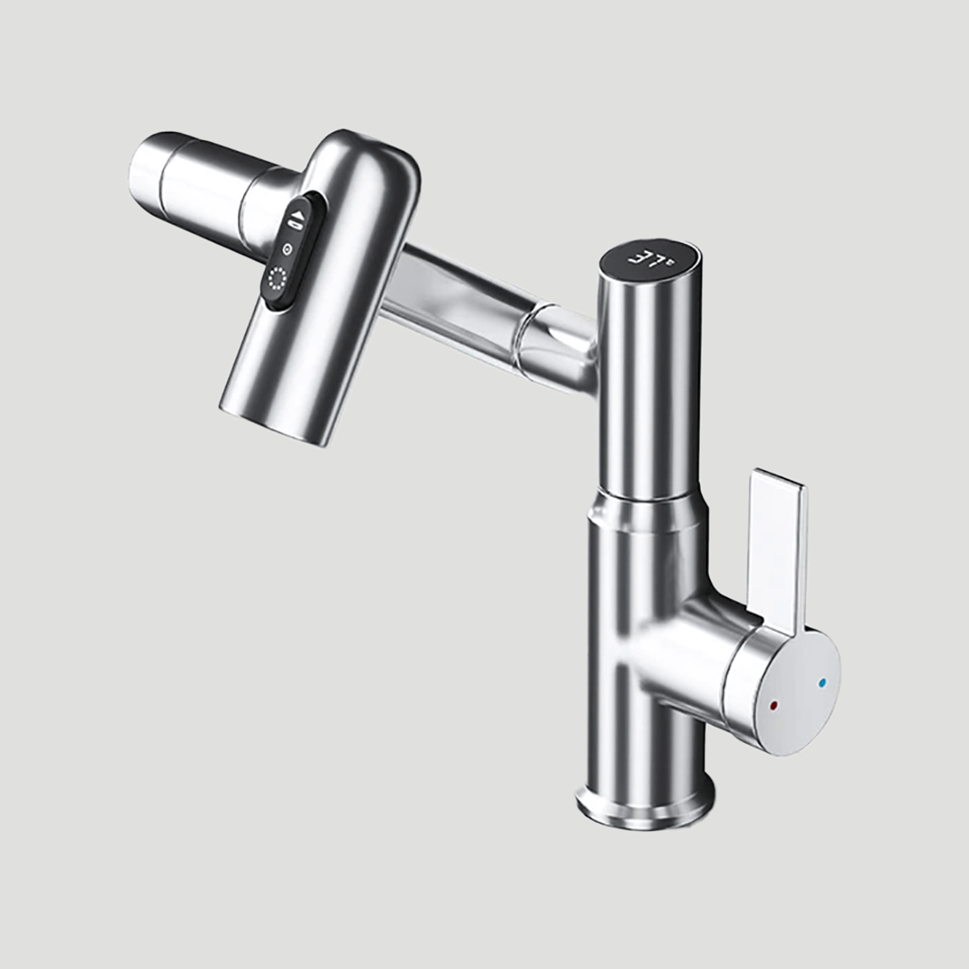 Skanto | LustraFlow 360° Smart Fixture | Modern Kitchen and Bath Faucet with LED Temperature Display
