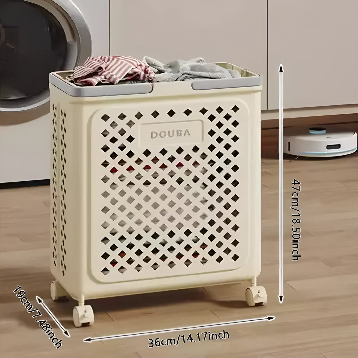 FoldaBowlifte Laundry Basket with Wheels – Space-Saving & Practical | Perfect for Bathroom & Bedroom | Bowlift