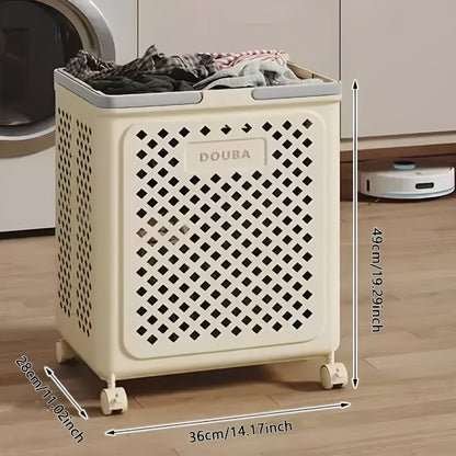 FoldaBowlifte Laundry Basket with Wheels – Space-Saving & Practical | Perfect for Bathroom & Bedroom | Bowlift