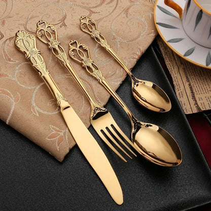 Skanto | Aurique – 24-Piece Stainless Steel Cutlery Set with Elegant Engraving