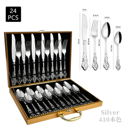Skanto | Aurique – 24-Piece Stainless Steel Cutlery Set with Elegant Engraving