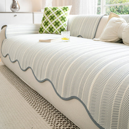 BowLift | Aurivelle Herringbone Scallop Edge Sofa Cover