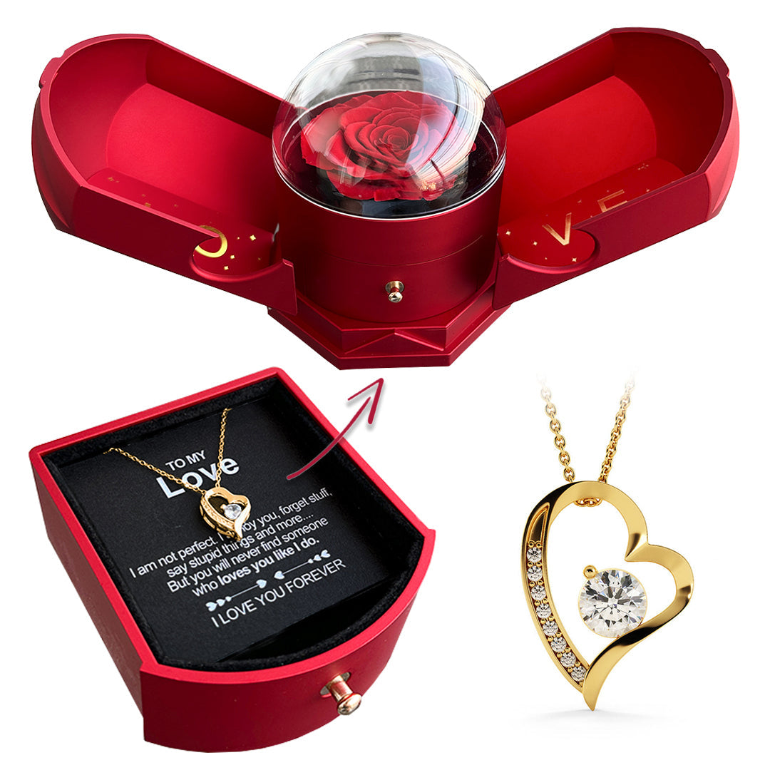 BowLift | Eternal Rose Box "To My Love" With Diamond Heart Necklace
