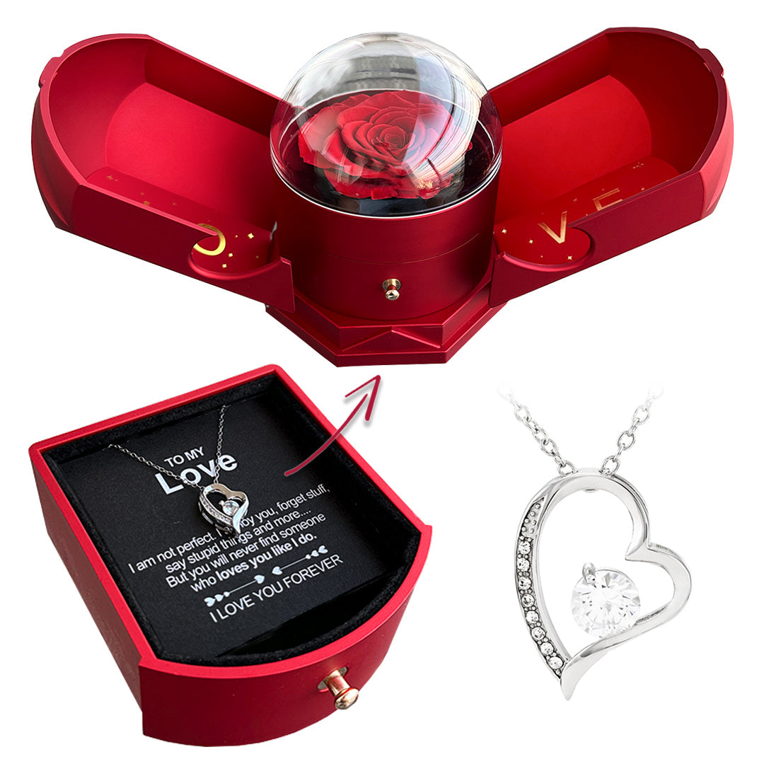 BowLift | Eternal Rose Box "To My Love" With Diamond Heart Necklace