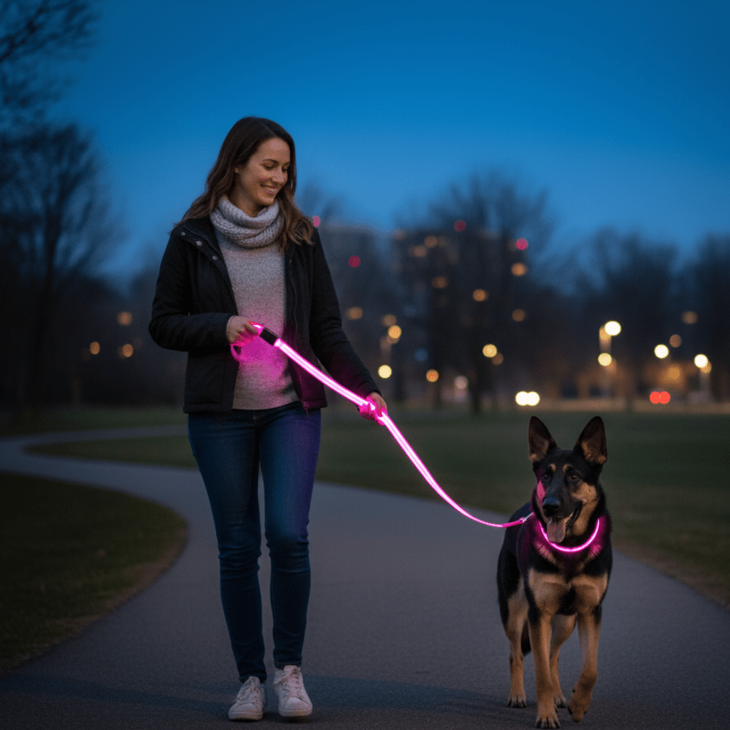BowLift | LED dog leash with USB charging & reflective design