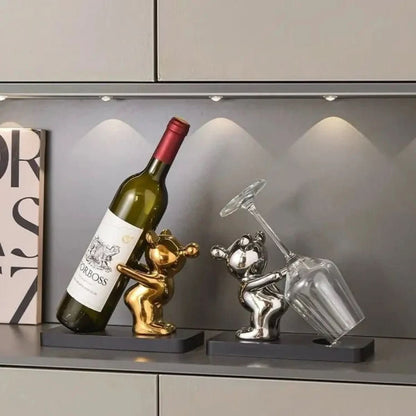 Skanto | Decorative Ceramic Bear Wine Holder for Stylish Bottle Storage