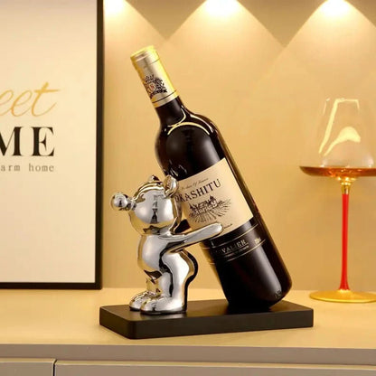Skanto | Decorative Ceramic Bear Wine Holder for Stylish Bottle Storage