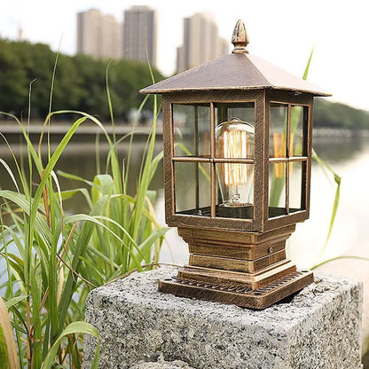 Skanto | Weather-Resistant Outdoor Post Lantern in Black Metal